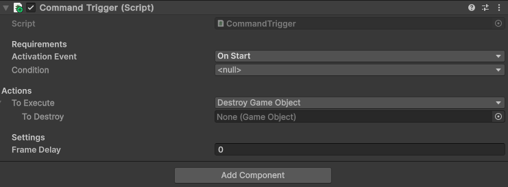 Destroy GameObject command - Unity addon for Mythril2D