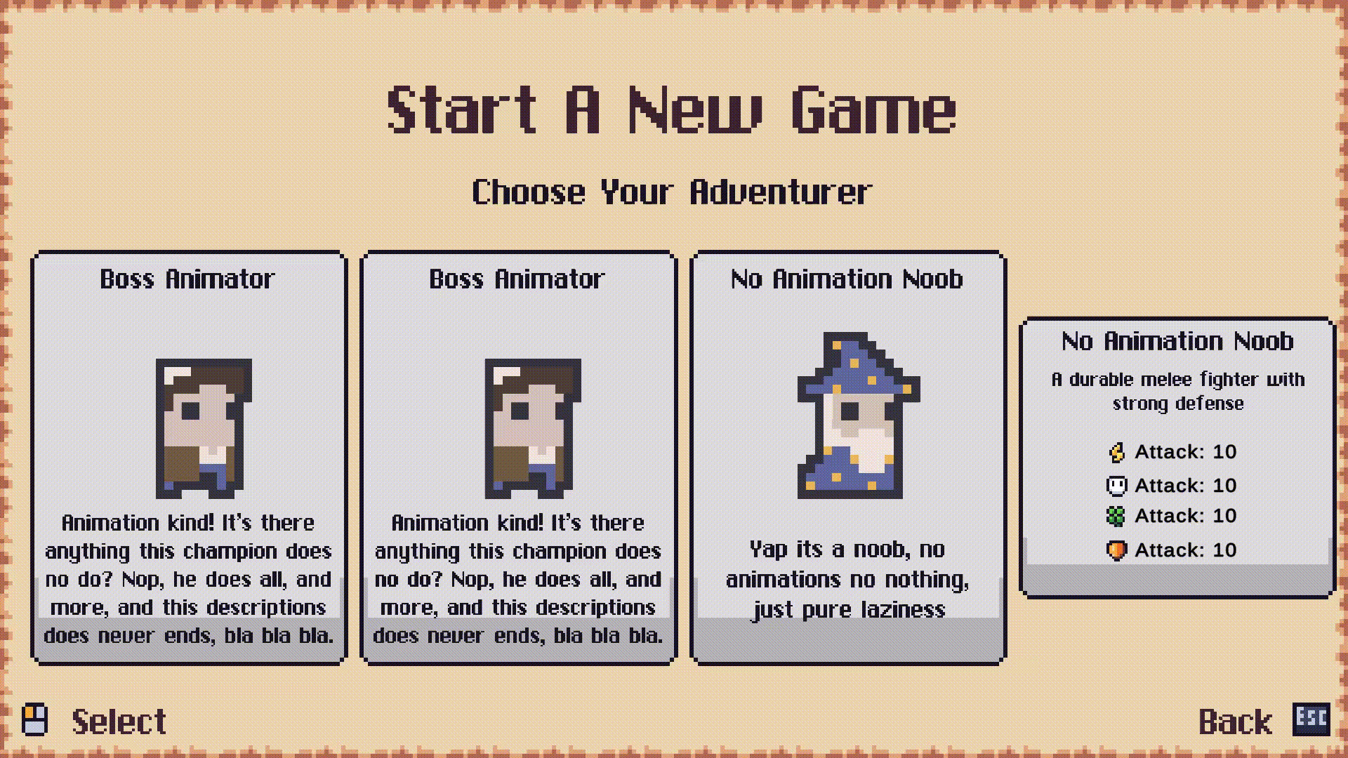 Character Selection Menu 👸👩🦳👨🦲 - Unity addon for Mythril2D