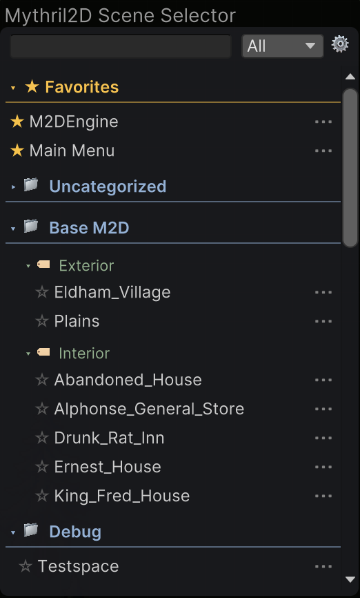 Enhanced Scene Selector - Unity addon for Mythril2D